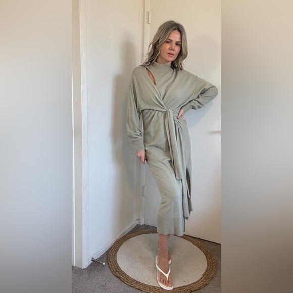 Jonathan Simkhai Skyla Self Tie Wrap Midi-Dress - Picture 9 of 17